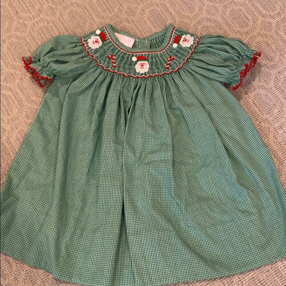 Petit Bebe smocked Santa dress